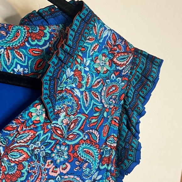 J. Jill Women’s Size L Coastal Ruffles Sleeveless Midi Dress Blue Paisley - Picture 7 of 9